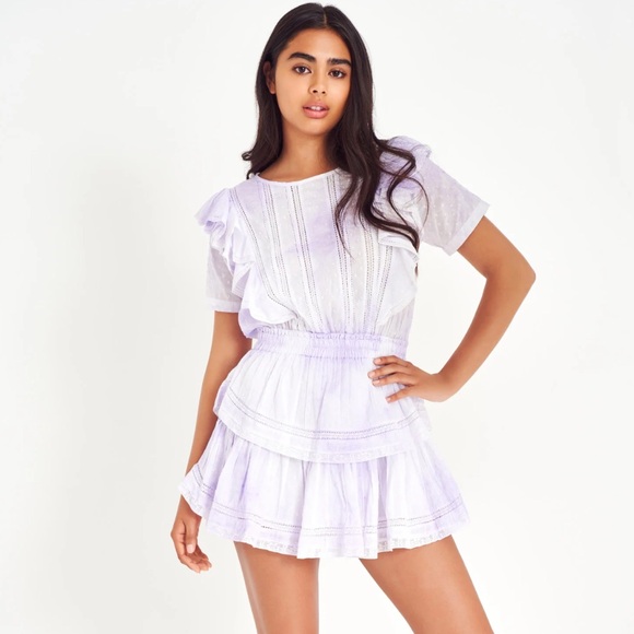 LoveShackFancy Dresses & Skirts - LoveShackFancy Natasha Elegant Lavender Ruffle Mini Dress Size M